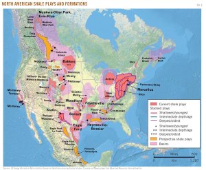 A current map of shale projects, and expected shale opportunities within the United States and Canada.