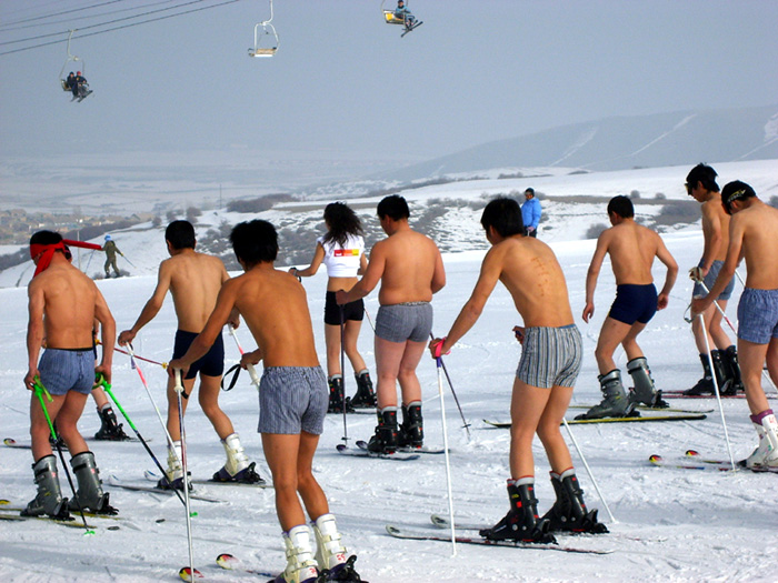 Skiing in pants